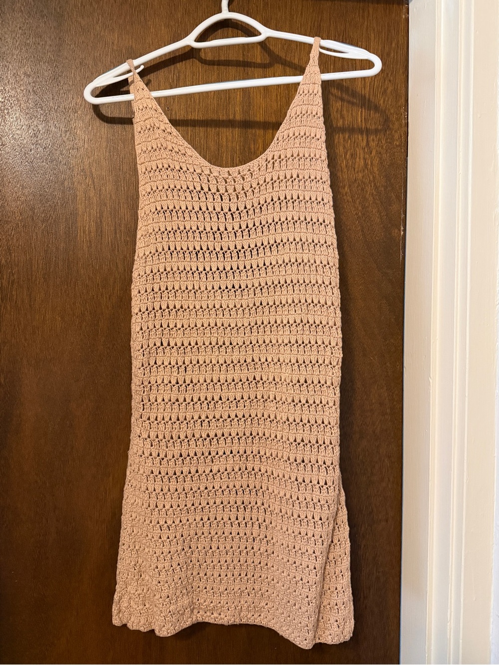 Women’s Crochet Swim Coverup Dress in Tan